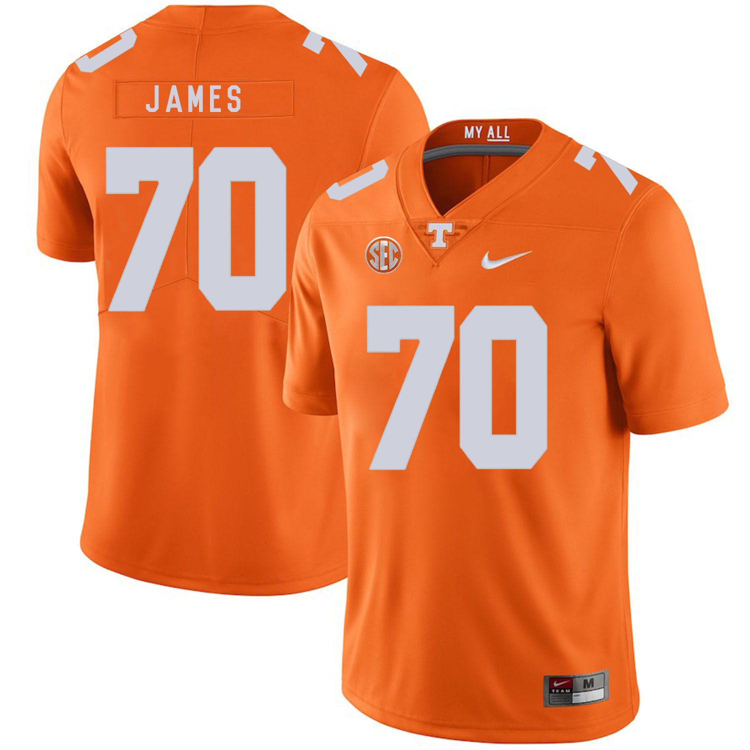 Men Tennessee Volunteers #70 James Orange Customized NCAA Jerseys